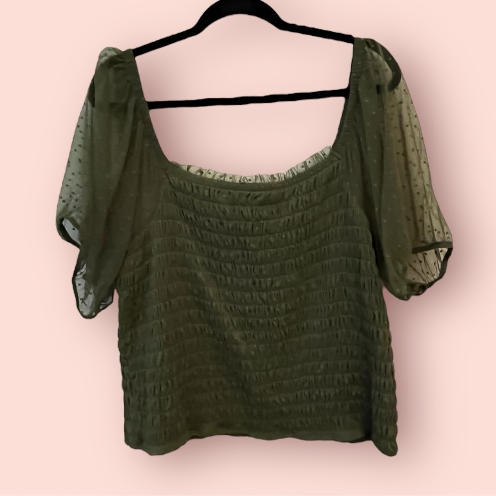 Torrid Green Square Neck Smocked Cropped Top Plus Size 4X